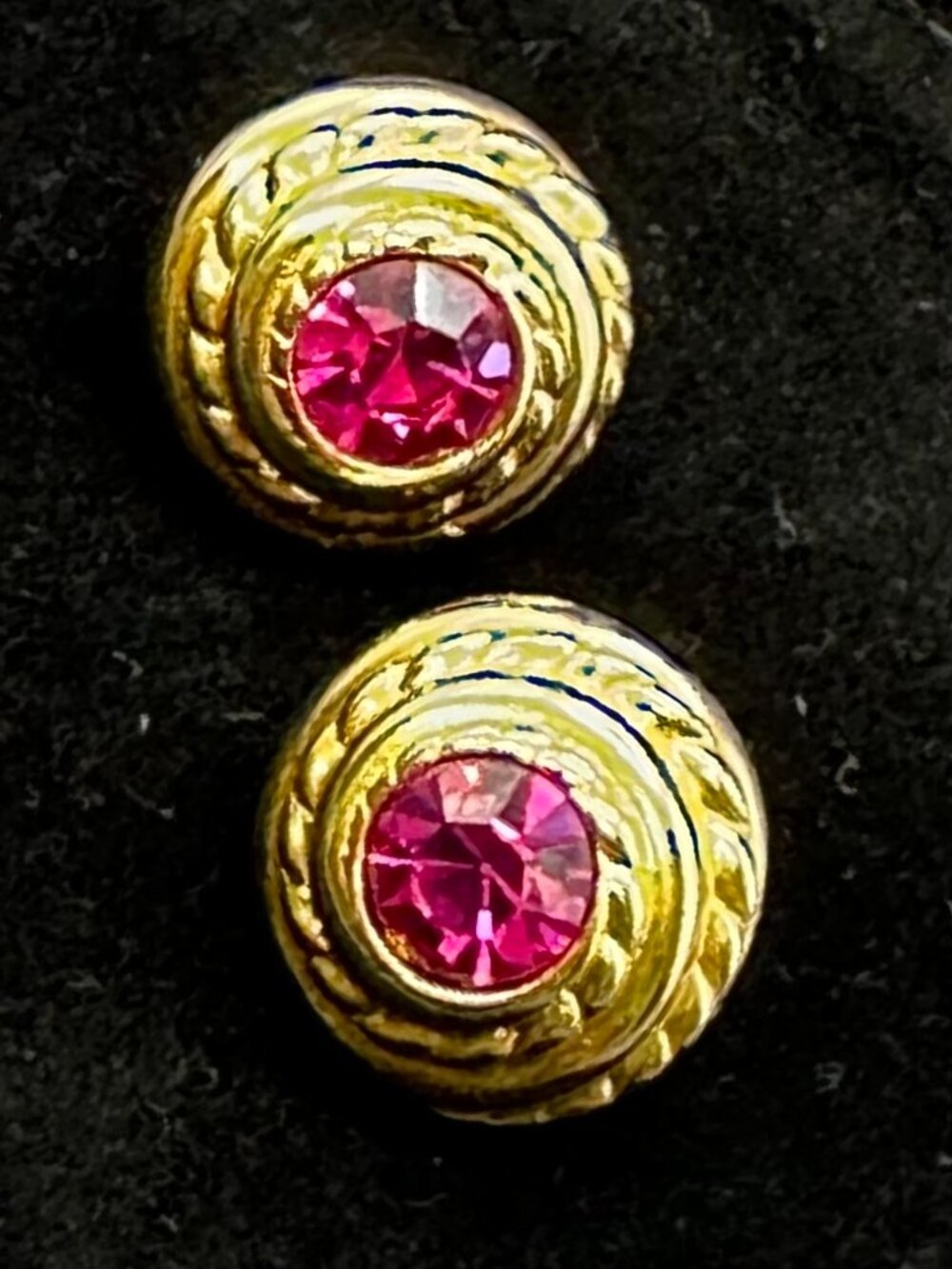 VTG Swarovski Gold-Plated Pink Crystal Earrings